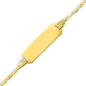 14K 3 Tri Color Gold 1.5mm Baby ID Valentino Bracelet with Spring Ring Clasp and 1" Extension - 4.5"+1" Inches