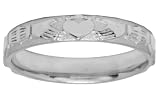 Ladies 14k White Gold Irish Celtic Claddagh Wedding Ring Band