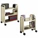 Office Products : One-Sided Steel Book Cart, 3 Slant Shelves, 4" Casters, 31wx13dx42h, Putty