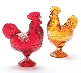 Set Of 2 French Country Rooster Candy Dishes With Antique Look For Food Storage And Home Decor