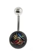 Genuine Ed Hardy Stainless Steel Belly Ring - Tiger with Hat Logo in 10mm - 14 Gauge - 5mm Ball - Sold Individually