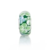 Bling Jewelry 925 Sterling Silver Murano Green Flower Bead Compatible with Pandora Bead Charm