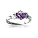 14K White Gold Pear Genuine Amethyst Celtic Claddagh Ring Size 7
