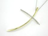 14K 2 Tone Diamond Religious Cross Pendant