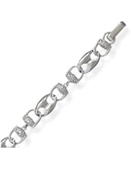 Rhodium Plated CZ Link Bracelet (7.5 Inch)
