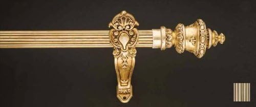 WinarT USA 8.1188.30.29.120 Palas 1188 Curtain Rod Set - 1.25 in. - Lacquered Black/Gold - 48 in.