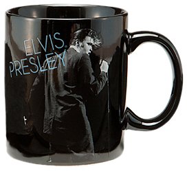 Vandor 47462 Elvis Presley Wertheimer 12 oz Ceramic Mug, Black, White, and Blue