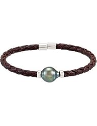 Tahitian Cultured Pearl Leather Bracelet Sterling Silver 67877