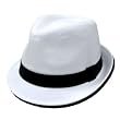 Decky Basic Polyester Woven Fedora Hats - (3 Different Colors), S-M, White / Black