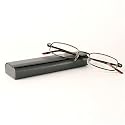 Classic Spring Hinged Reading Glass with Leather Case - Gray +2.50