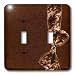 Jaclinart Girly Flower Floral Grunge Damask Fashion - Cocoa and chocolate floral bow on chocolate grunge damask background - Light Switch Covers - double toggle switch