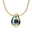 14K Yellow Gold Aquamarine and Diamond Pendant