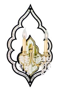 Corbett-Lighting 111-12 Bijoux - Two Light Wall Sconce, Antique Black/Classic Golden Silver Finish with Clear Crystal