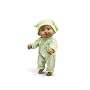 Wild Planet Water Babies 9" African American Newborn Green Striped Bunny Romper
