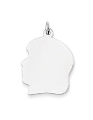 14k White Gold Plain Large Facing Left Engravable Girl Charm Cyber Monday Special