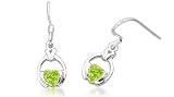 Heart Cut Peridot Dangling Earrings Sterling Silver