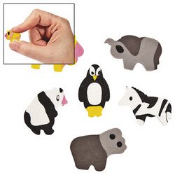 144 pc Zoo Animal Mini Erasers
