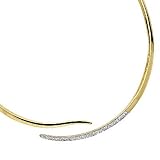 18K Gold Plated Clear Cubic Zirconia Snake Rigid Necklace