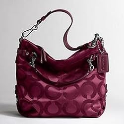 Coach Op Art Signature Brooke Hobo Shoulder Bag Purse Tote 14147 Cherry