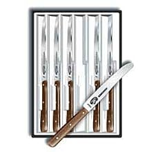 Victorinox 5-1/4-Inch Wavy-Edge Round-Tip Steak Knife, Set of 6, Rosewood Handles