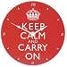 Keep Calm And & Carry On Red Retro Wall Clock 17cm Diameter