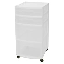 Sterilite 28228002 4-Drawer Cart White with See-Through Drawers and Black Casters, 2-Pack