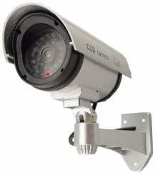 Outdoor Fake , Dummy Security Camera with Blinking Light (Silver)