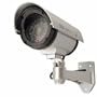 OUTDOOR FAKE / DUMMY SECURITY CAMERA w/ Blinking Light (Silver)
