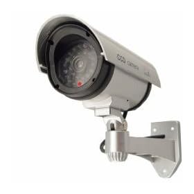OUTDOOR FAKE / DUMMY SECURITY CAMERA w/ Blinking Light (Silver)