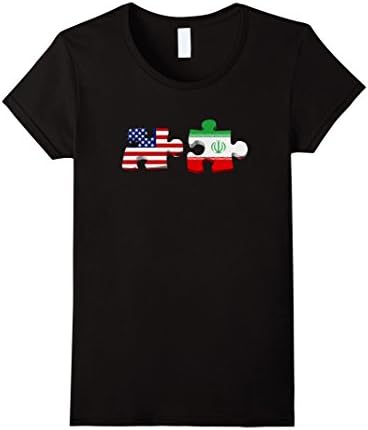 Women's Iran USA Solidarity T-Shirt Persian Tee Shirt Iranian TShirt Small Black