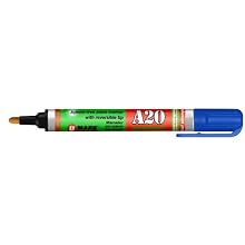 U-Mark 10702 A20 Xylene-Free Paint Marker With Reversible Tip, 0.625" Diameter, 5.3" Length, Blue  (Pack of 12)