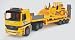 Mercedes-Benz Flatbed Truck With Bulldozer In Yellow