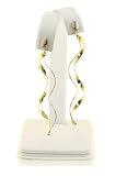 fancy dangling two tone white/yellow gold earrings (14K gold)