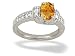 14K White Gold Genuine Oval Citrine and Diamond Ring