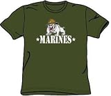 Marines BULLDOG MASCOT Military Green T-shirt