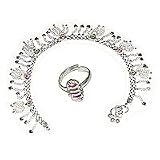 Silver Jewelry Set Pair of Anklet and Toe Ring Indian Foot Jewelry 66 gms.9.75 inches (anklts507)