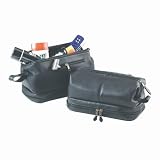 Royce Leather Toiletry Bag with Zippered Bottom Compartment