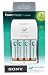 Sony Battery Charger Includes 4 Aa 2000 Mah Compact Design W/ Flip Down Plug & Worldwide Voltage