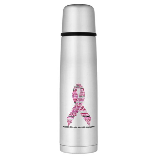 Large Thermos Bottle Cancer Pink Ribbon Support Breast Cancer Awareness