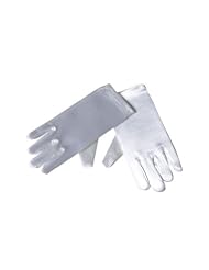 Girls Short Satin White Wedding Flower Girl Gloves - Age 4-7 by Making Believe