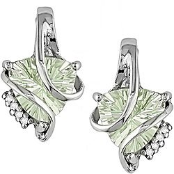 14k White Gold Green Amethyst Earrings by Amour