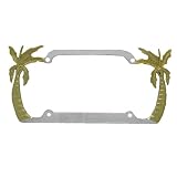 3D Double Tropical Gold Palm Trees Car Truck SUV Chrome License Plate Frame 