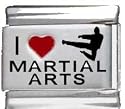 Clearly Charming I Heart Martial Arts Red Heart Laser Italian Charm