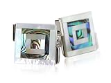 Abalone & Mother of Pearl Silver Cufflinks with Presentation Box