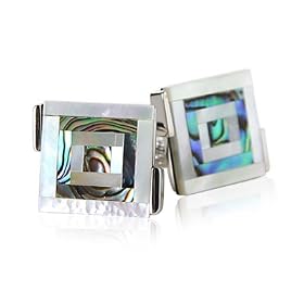 Abalone & Mother of Pearl Silver Cufflinks with Presentation Box