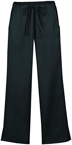 WorkSmartFlex Women's Drawstring Flare Leg Scrub Pants XL 31" Inseam Black