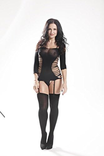 Women's Sexy Lingerie Open Crotch Crotchless Sheer Bodystocking Black One Size