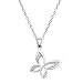 14k White Gold Butterfly Diamond Pendant w/Chain 18