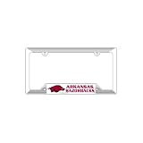 Arkansas Razorbacks White Plastic License Plate Frame