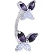 Jewelry : CUBIC ZIRCONIA Crystalline Violet DUAL BUTTERFLY Belly Ring